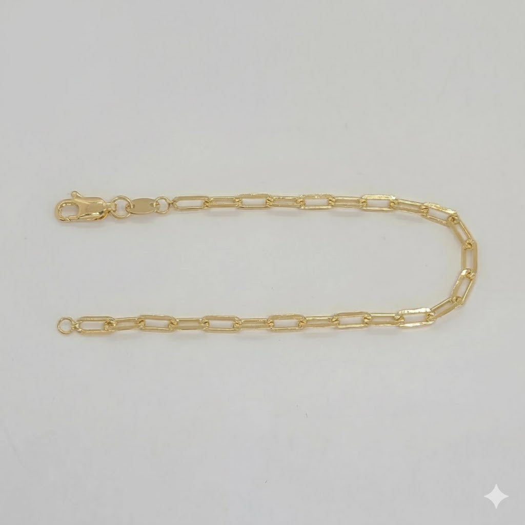 (1-0483) Pulsera de eslabones con clip de papel de 3,5 mm laminado en oro - BGF