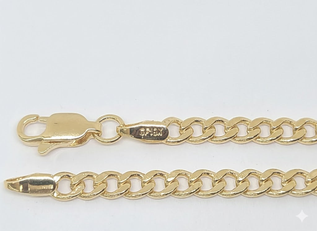 (1-0403) Pulsera de eslabones curvos de 4 mm laminados en oro - BGF