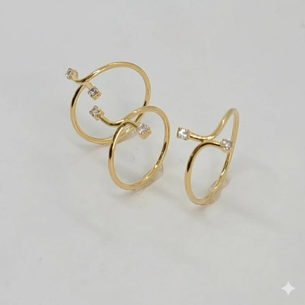 (1-3069-1) Gold Laminate - Zircon Adjustable Ring - BGF