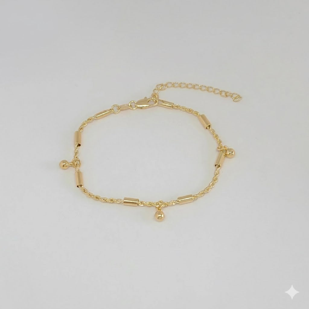 (1-0758) Laminado de oro - Pulsera de cuerda combinada de 2 mm - BGF