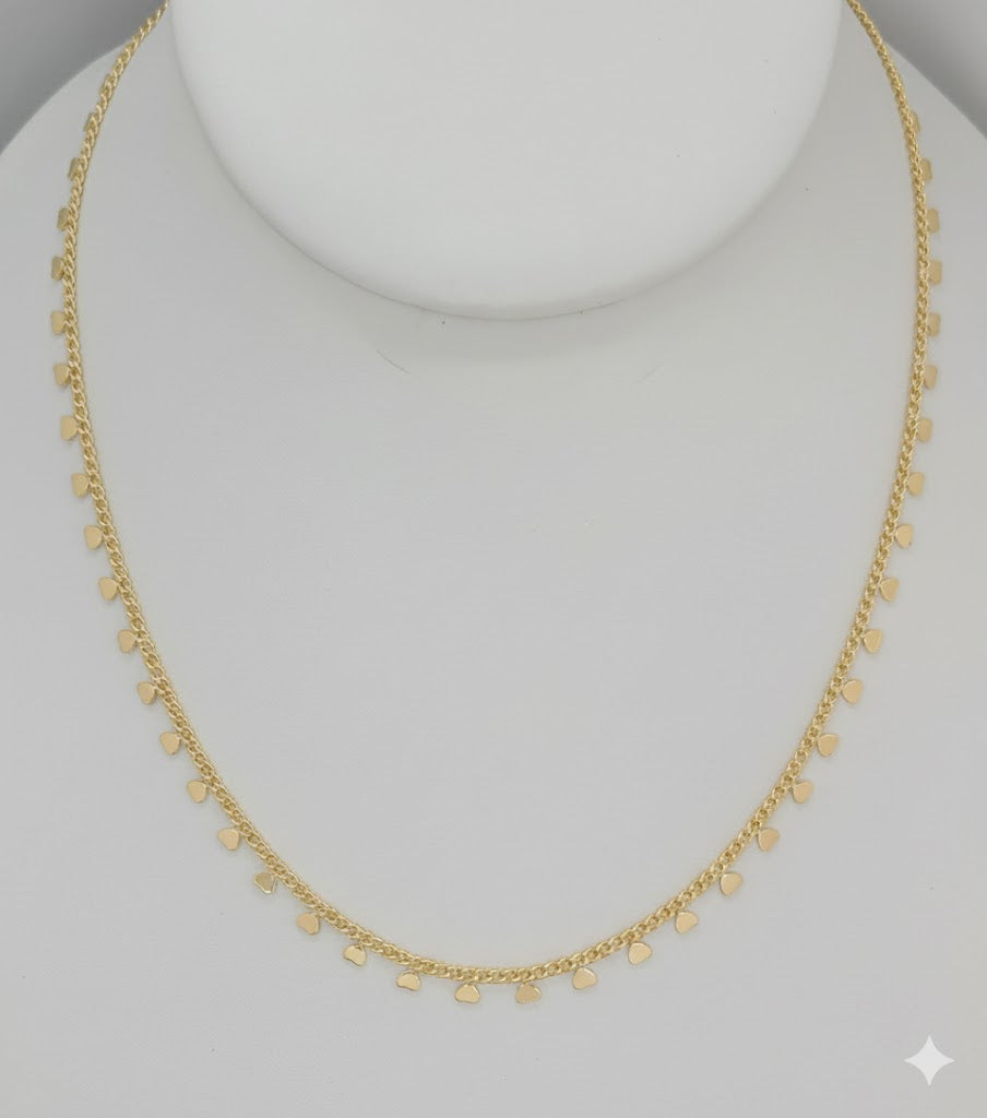 (1-6195-1) Collar de corazón con eslabones curvos laminados en oro - BGF