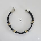 (MBRA-17-R) Pulsera de acero inoxidable y cuero para hombre.