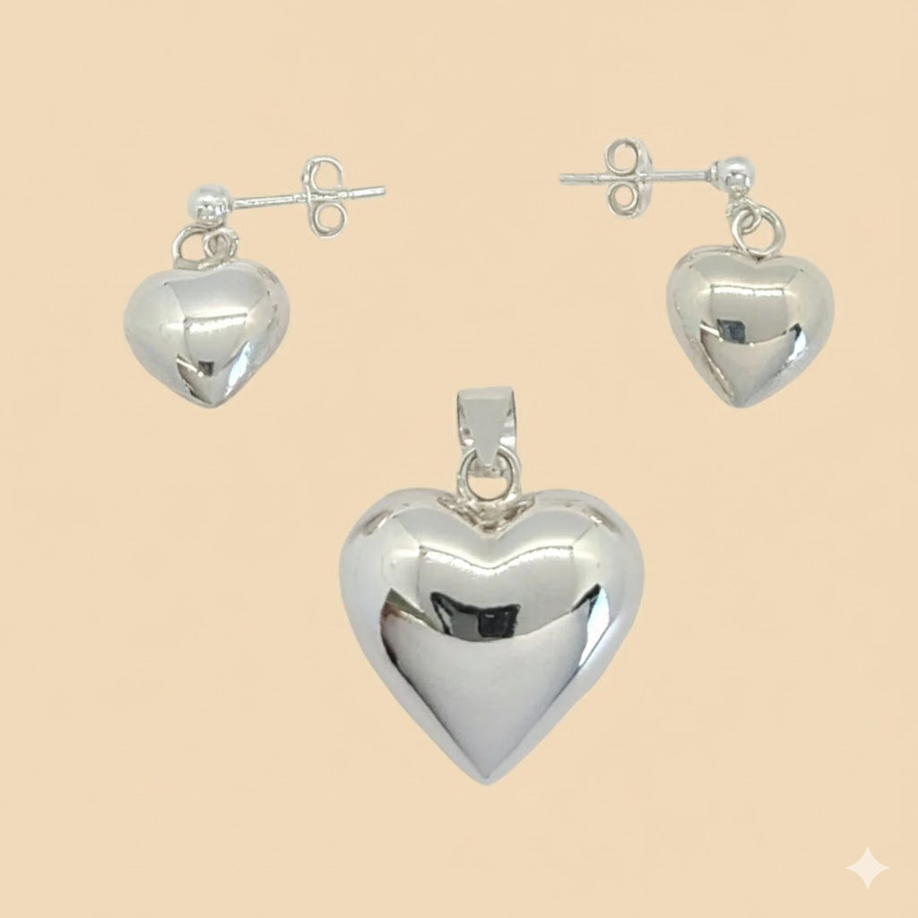 (2-6708) Plata de Ley 925 - Conjunto Corazón.