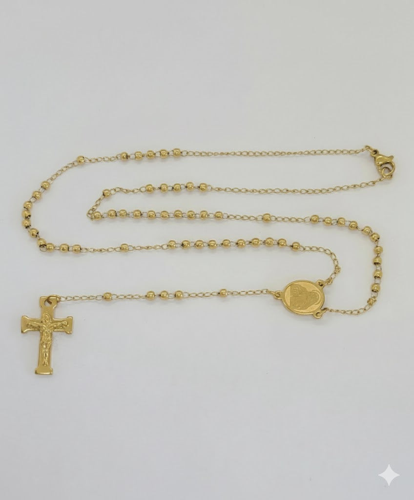 (4-6002) Collar Rosario Virgen María de Acero Inoxidable - 3mm - 20".