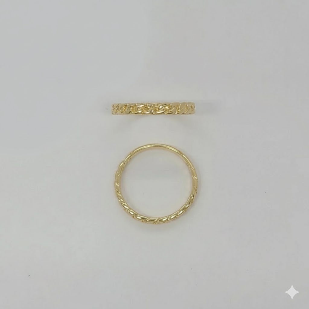 (1-3038) Anillo de eslabones curvos laminados en oro - BGF