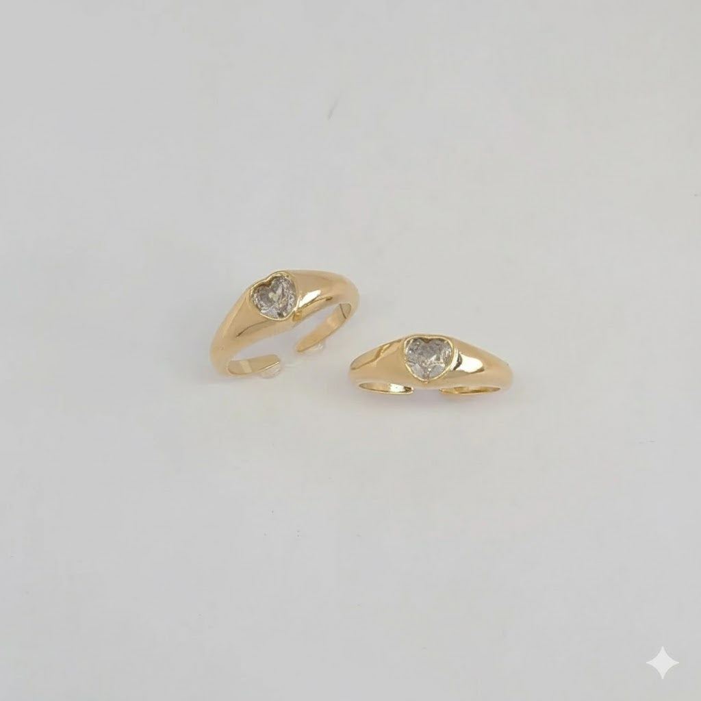 (1-3005-2) Anillo abierto de corazón laminado en oro - BGF