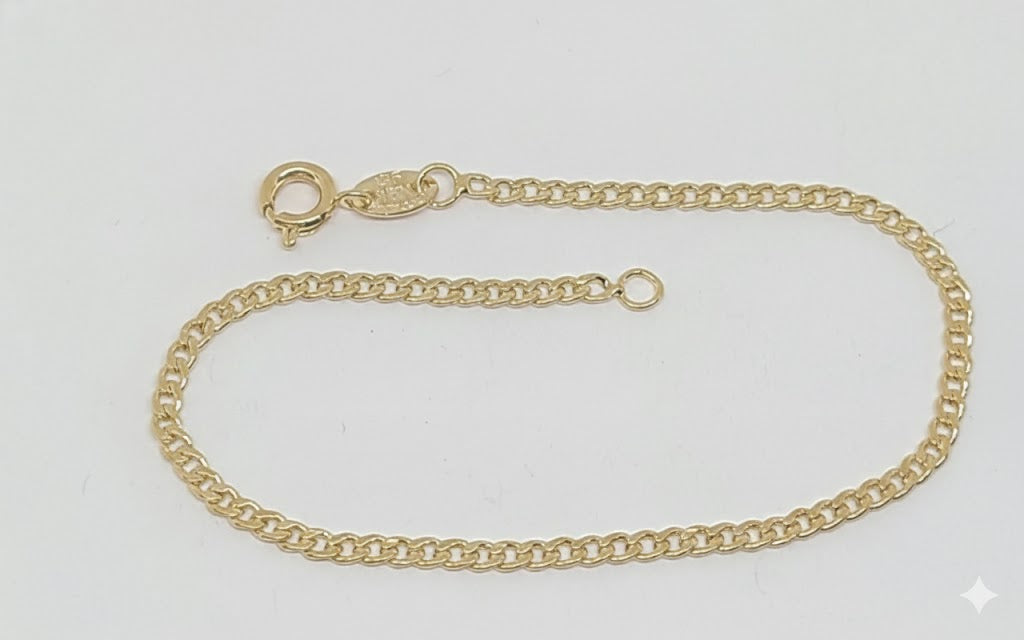 (1-0411) Pulsera de eslabones curvos de 2 mm laminados en oro - BGF
