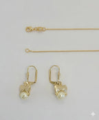 (1-6062) Laminado dorado - Juego de lazo y perlas con eslabones de caja - BGF