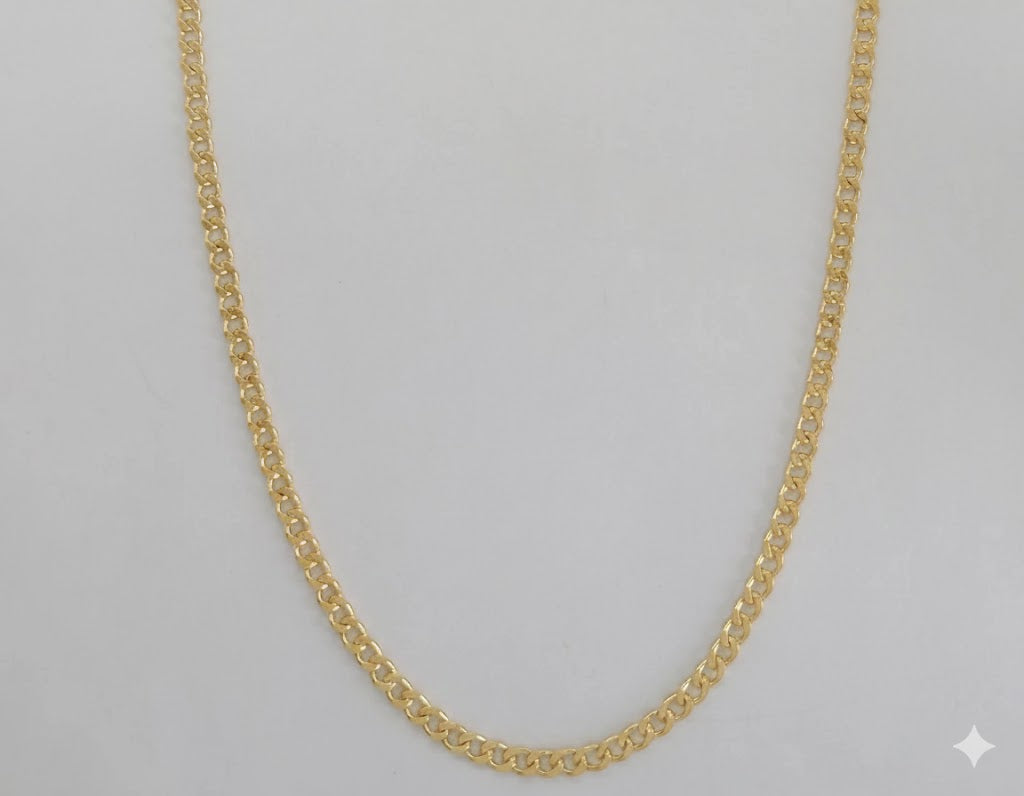 (1-1775) Cadena de eslabones curvos de 3 mm laminada en oro - BGF