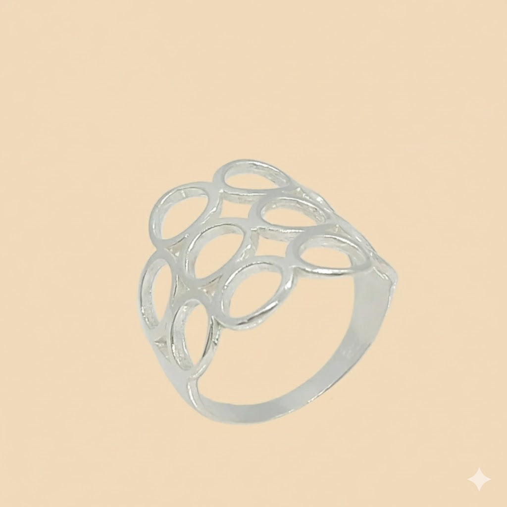 (2-5004) Anillo de círculos en plata de ley 925