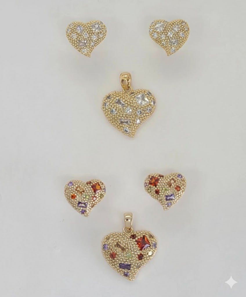 (1-6271) Laminado dorado - Juego de corazones de circonita - BGO