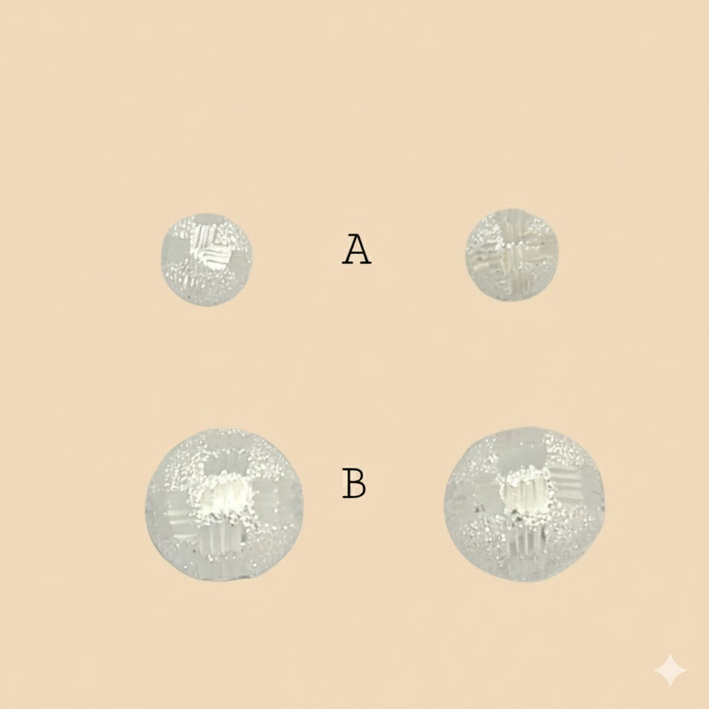 (2-3198) 925 Sterling Silver - Half Ball Stud Earrings.