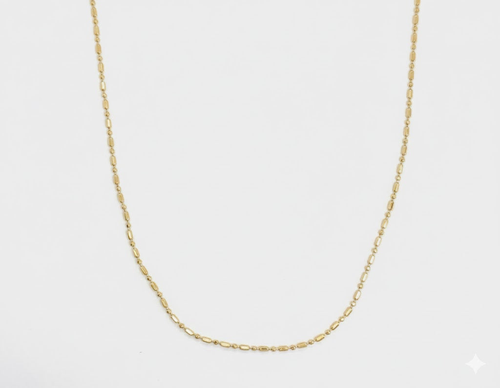 (1-1582-2) Cadena de eslabones de cuentas de 1 mm laminadas en oro - BGF