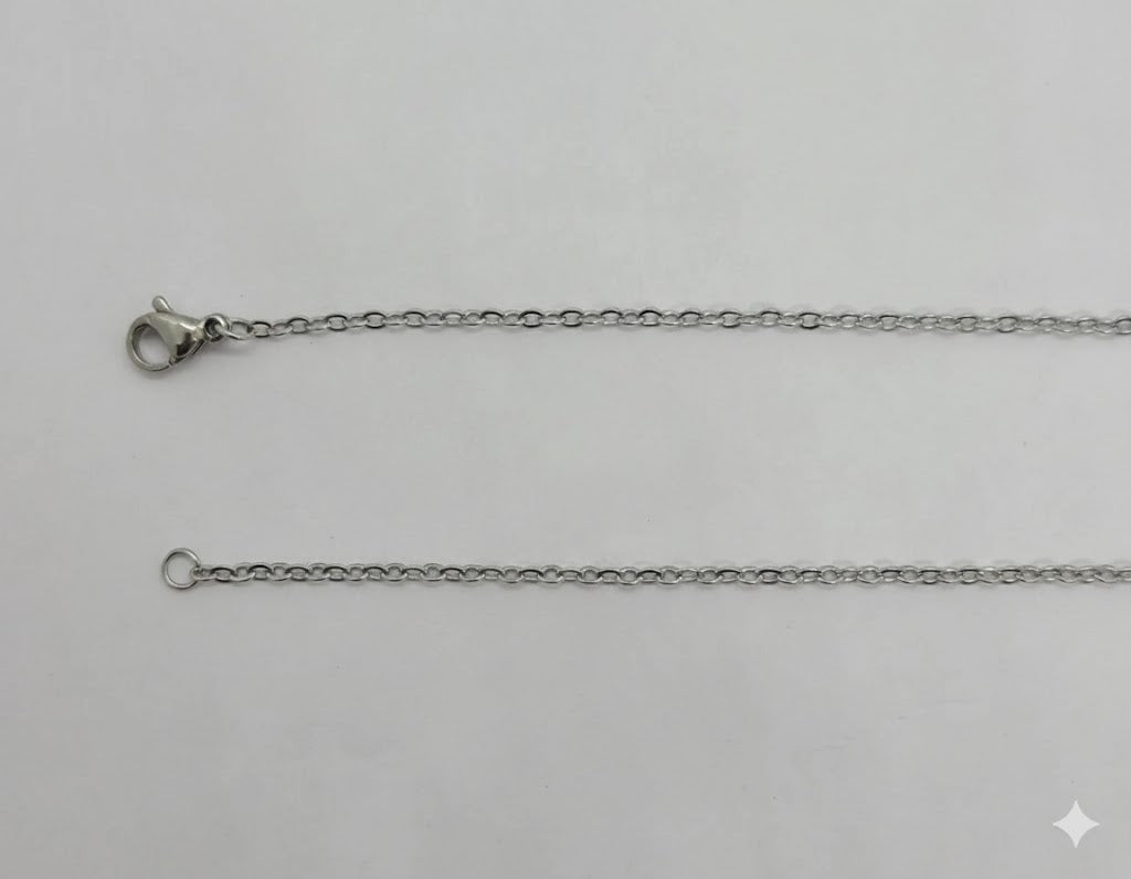 (4-3262) Cadena de eslabones rolo finos de acero inoxidable de 2 mm.