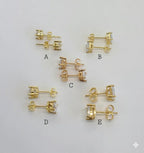 (1-1081) Pendientes de circonita laminada en oro - BGO